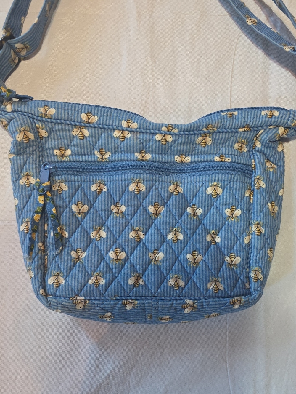 Vera Bradley VTG Y2K Quilted Blue Bees Shoulder Bag Retired Cottage Granny Core - Picture 4 of 10